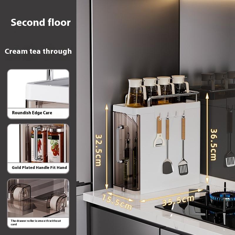 Выдвижная кухонная полка для хранения, узкий органайзер для специй на столешницу, многофункциональное бытовое хранилище для масла, соли, соуса и уксуса