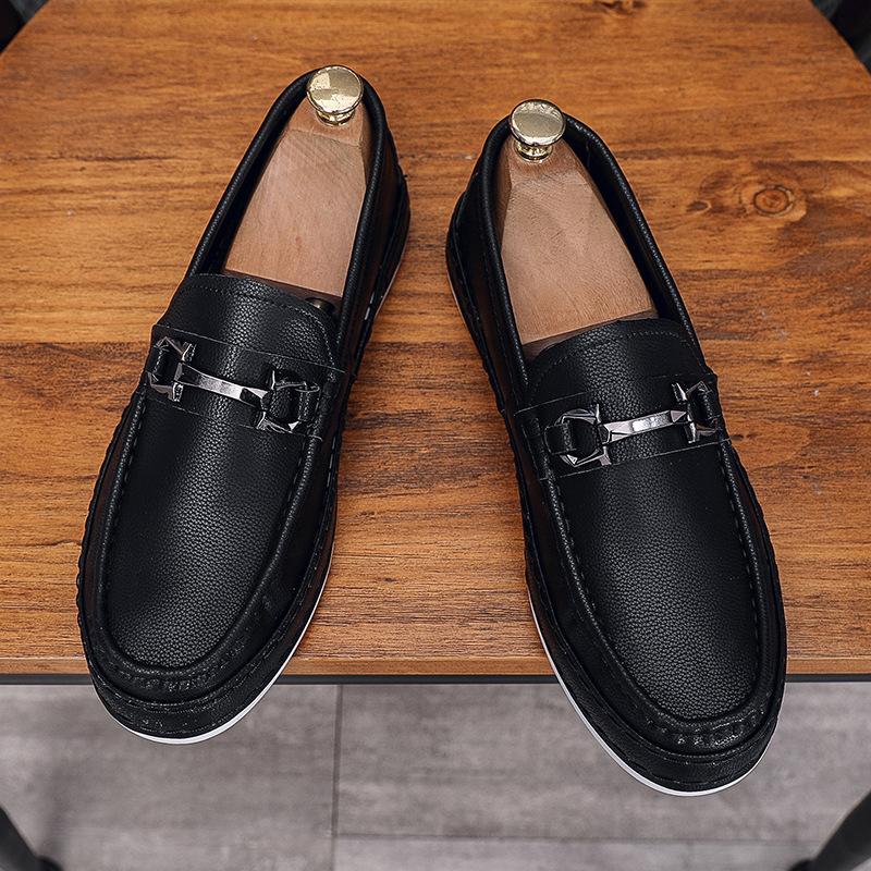 Повседневная кожаная мужская обувь с закрытой пяткой, мужская трендовая обувь на толстой подошве, увеличивающая рост, с мягкой подошвой, папины мужские туфли удобны и универсальны