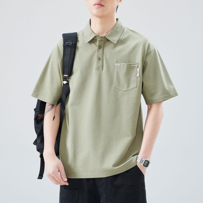 Мужская летняя новая свободная футболка-поло с коротким рукавом, мужская тонкая футболка с коротким рукавом и лацканом