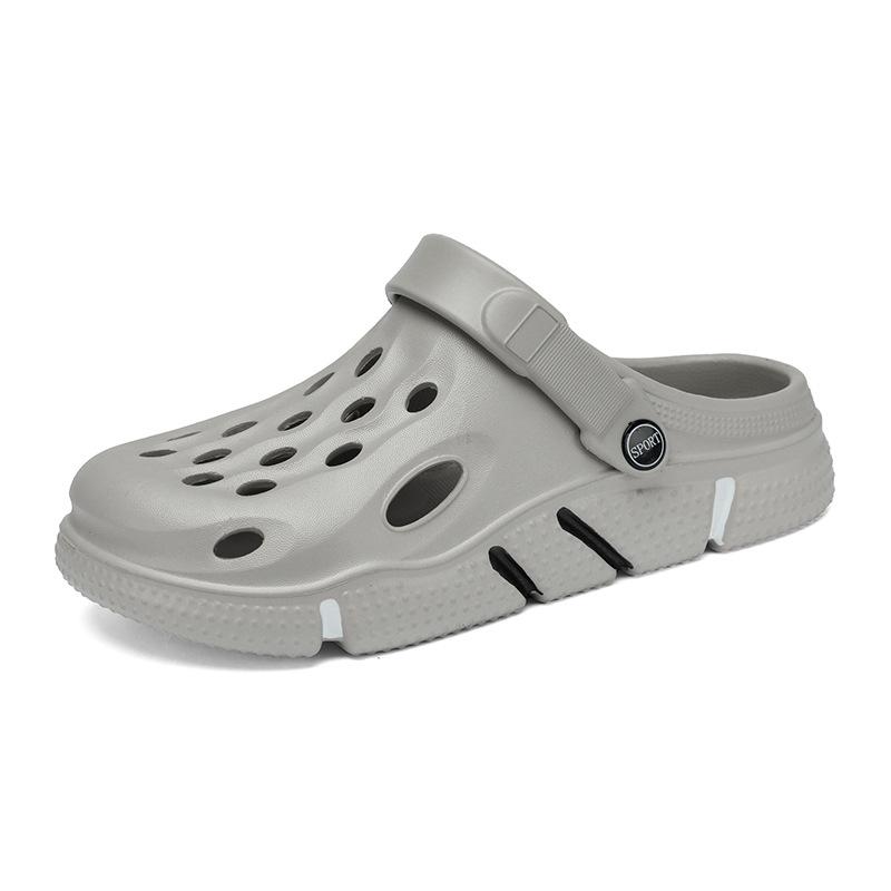 Hole Shoes Men'S Platform Outer Wear Non-Slip Beach Sandals Sports Leisure Lightweight Solid Color Slippers Men