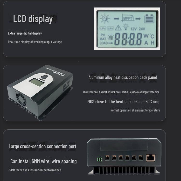 MPPT Солнечный пульт дистанционного управления контроллер 10A-50A, автоматическая идентификация, 12V/24V фотоэлектрический