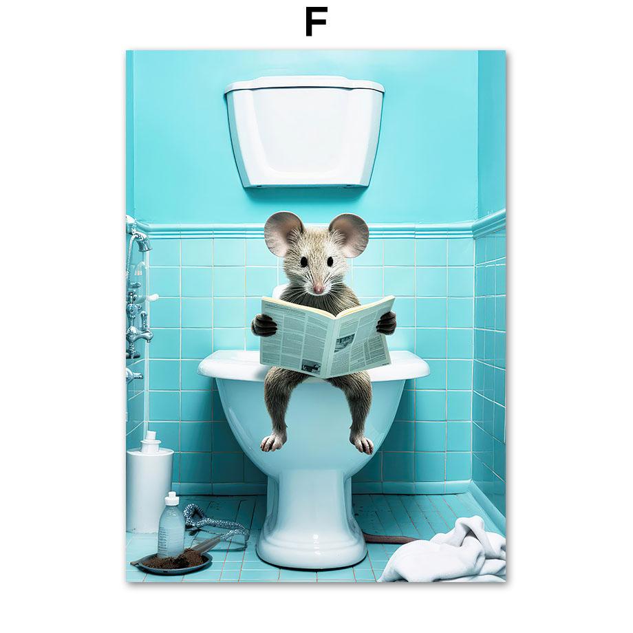 Забавный юмор для ванной комнаты, носорог, крокодил, леопард, сова, кенгуру, слон, собака, настенный домашний декор, туалетный плакат, художественный принт, холст, живопись