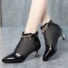 5 см Элегантные Модные Дышащие Сетчатые Кожаные Ботинки Летняя Обувь Тренд 2025 Средний Каблук-рюмочка Короткие Ботильоны Сандалии Офис Мама