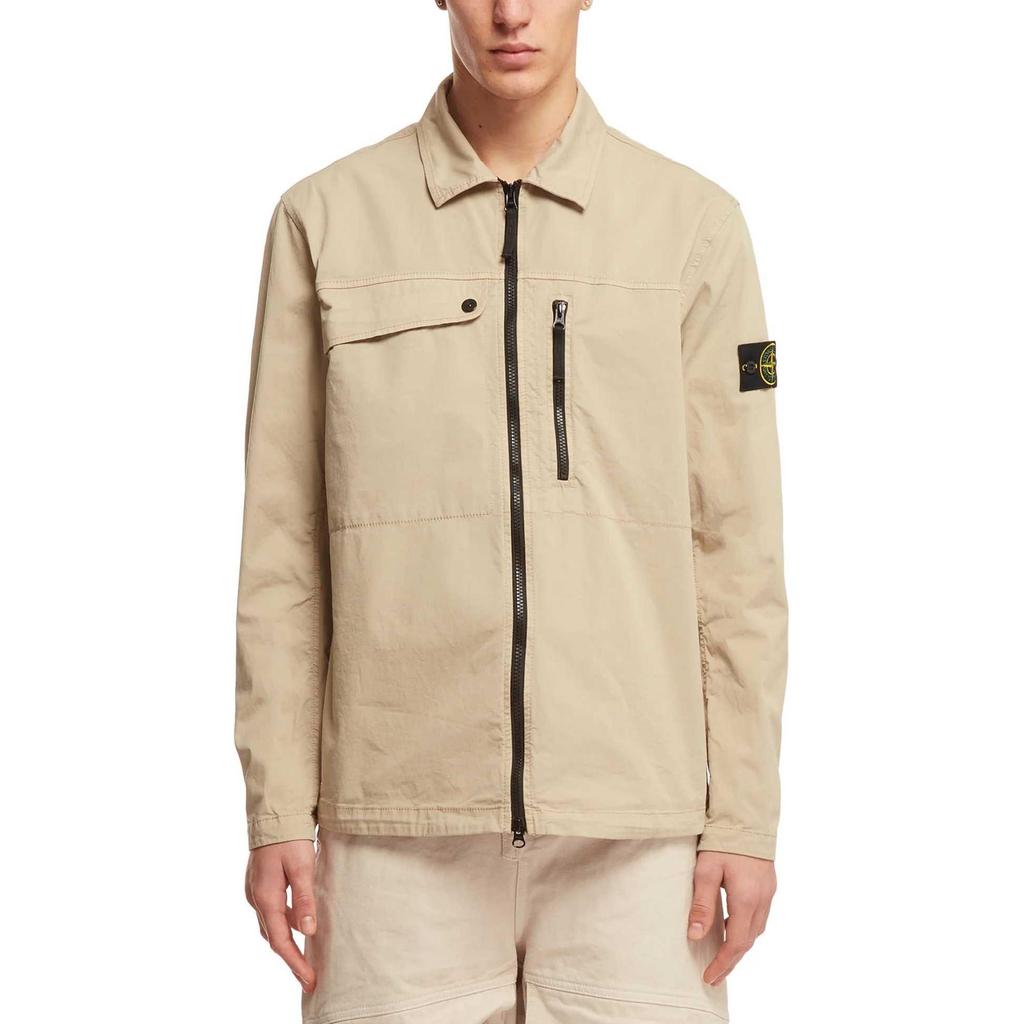 STONE ISLAND SS24 Куртка из хлопка супима однотонная с односторонней молнией, нагрудным карманом и логотипом Мужская куртка Бежевый 801510210-V0095