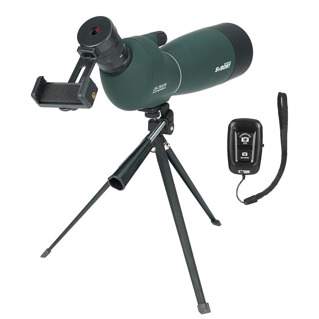 SVBONY SV28PLUS FMC Винно-красный IP65 для наблюдения за птицами и с фотоштативом и улучшенным полевым моноклем для смартфона, 25-75x70 мм (Пальто А5), BAK4, Водонепроницаемый,