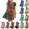 Женские платья с коротким рукавом и V-образным вырезом с цветочным принтом Свободные повседневные пляжные платья в стиле темперамент