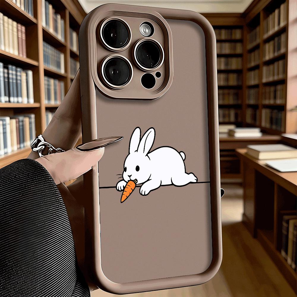 Cartoon Rabbit Eating Carrot Luxury Anti-Slip TPU Phone Case For Xiaomi Redmi Note 15 14 13 12 11 10 9 Pro Full Protective Cover