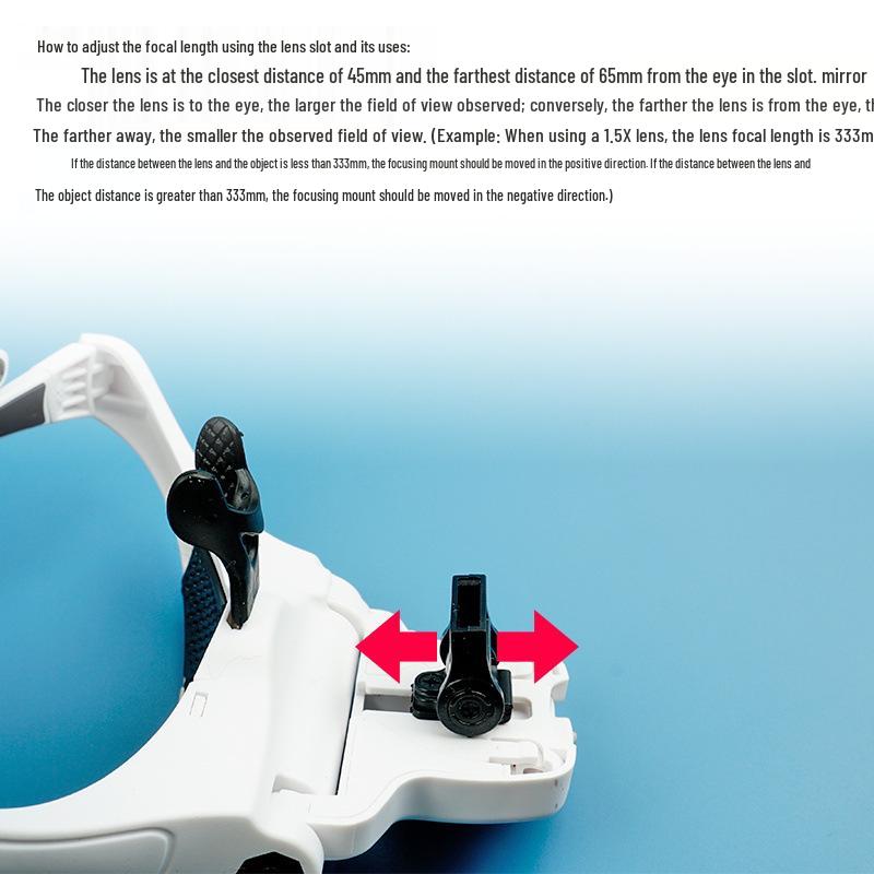 LED Head-Mounted Magnifying Glass for Circuit Board Repair, Eyelash Extension, and Nail Art