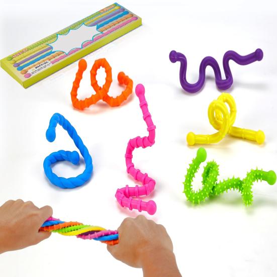 6 шт. Силиконовая сенсорная палочка-игрушка Снятие стресса Текстурированный стержень Непоседа Игрушка Портативная Дорожная Детская Подростковая Взрослая Гибкая Успокаивающая Цветная Палочка Игрушка