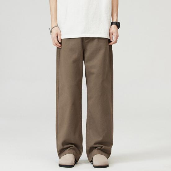 Мужские брюки, однотонные, прямые, широкие брюки в стиле ретро с карманами, брюки на молнии для повседневной носки, дома, уличной одежды, спорта