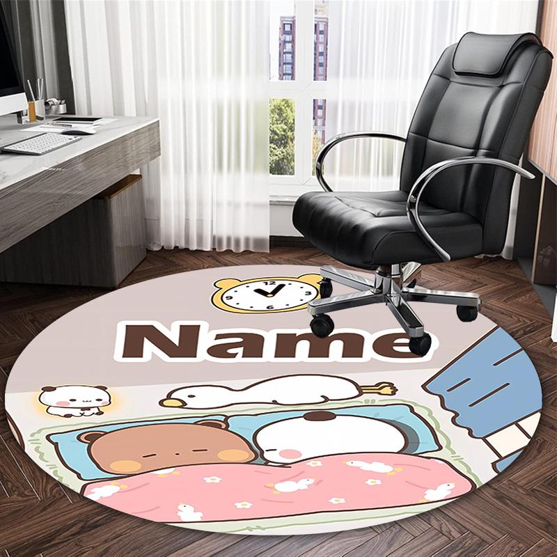 Customizable Yier BuBu Bear3 Round Non-Slip Carpet - Ideal for Garden, Picnic, Office, Perfect for Decoration, Suitable For All Seasons