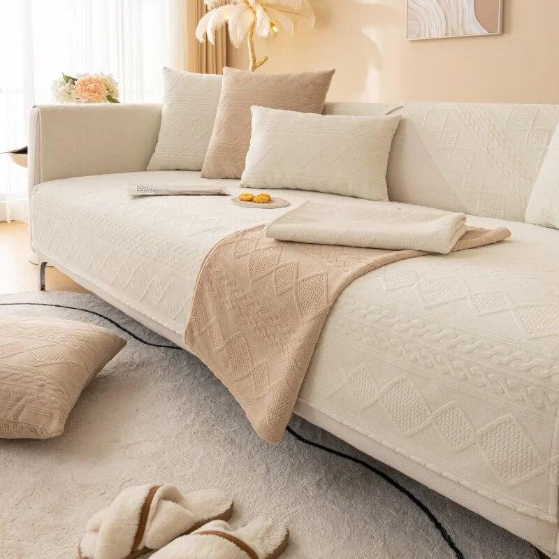 Winter Plush Sofa Cover Thickened Velvet Non-Slip Soft Warm Universal Living Room Cushion Backrest Armrest