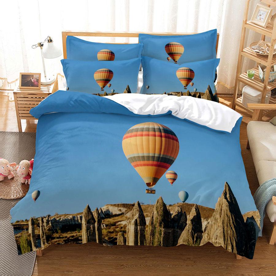 Комплект постельного белья с изображением воздушного шара Queen King Size, 3D Blue Sky White Cloud, детский комплект постельного белья из полиэстера для мальчиков и девочек