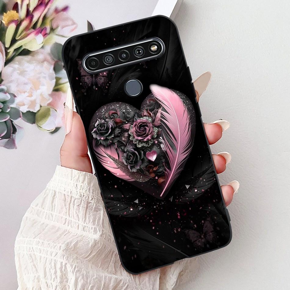 Для LG K41S K51S 2020 Элегантный Чехол для Телефона с Цветочным Котом, Для LG K41S K51S LM-K410 LM-K510 Черный Силиконовый Мягкий Чехол