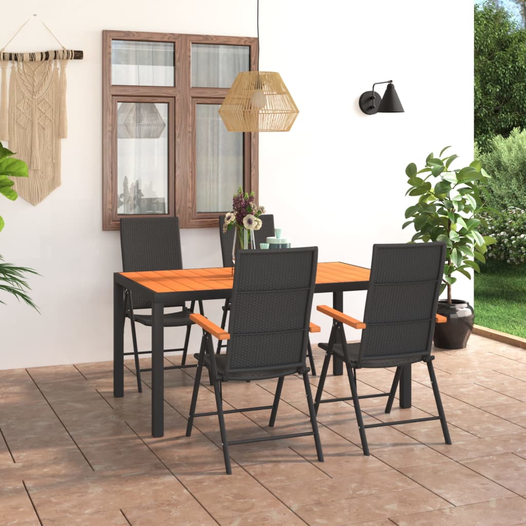5 Piece Outdoor Dining Set in Black and Brown