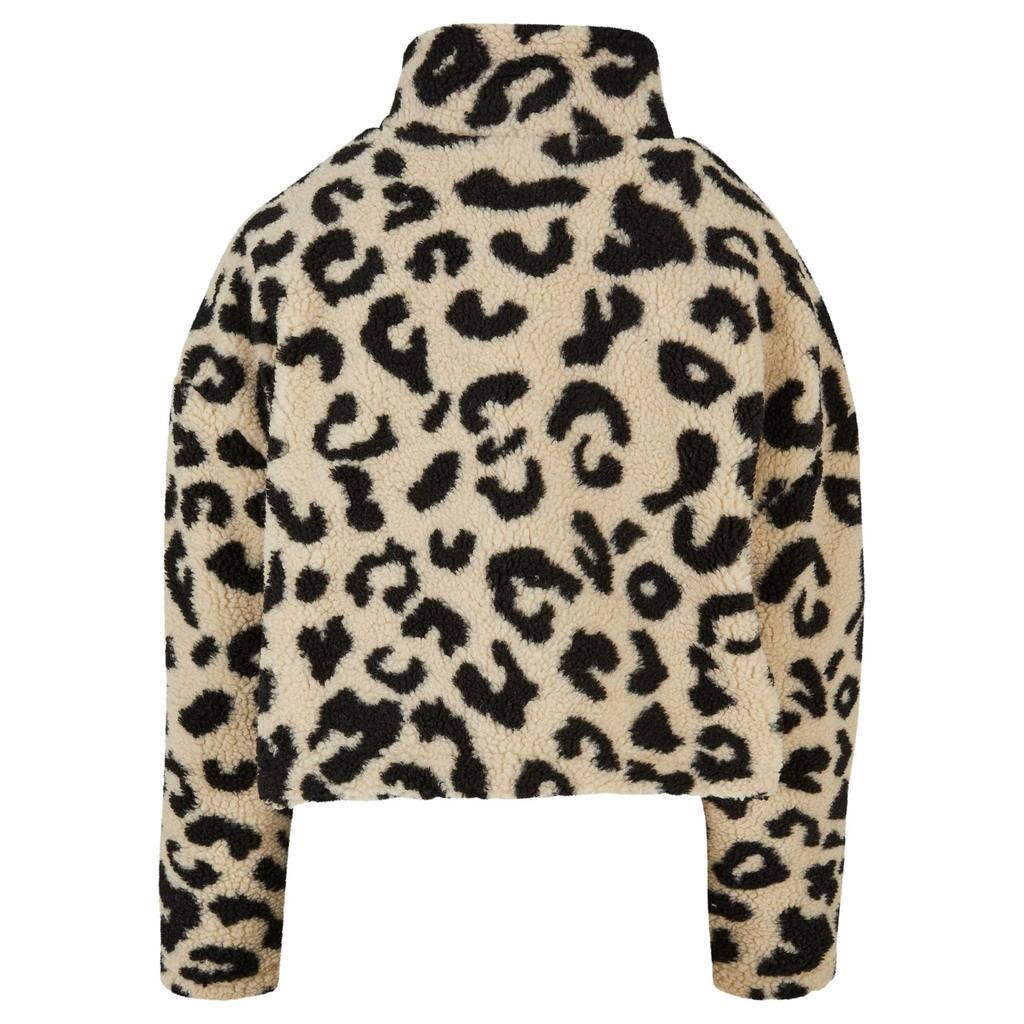Urban Classics Womens/Ladies Leopard Print Sherpa Short Sweatshirt