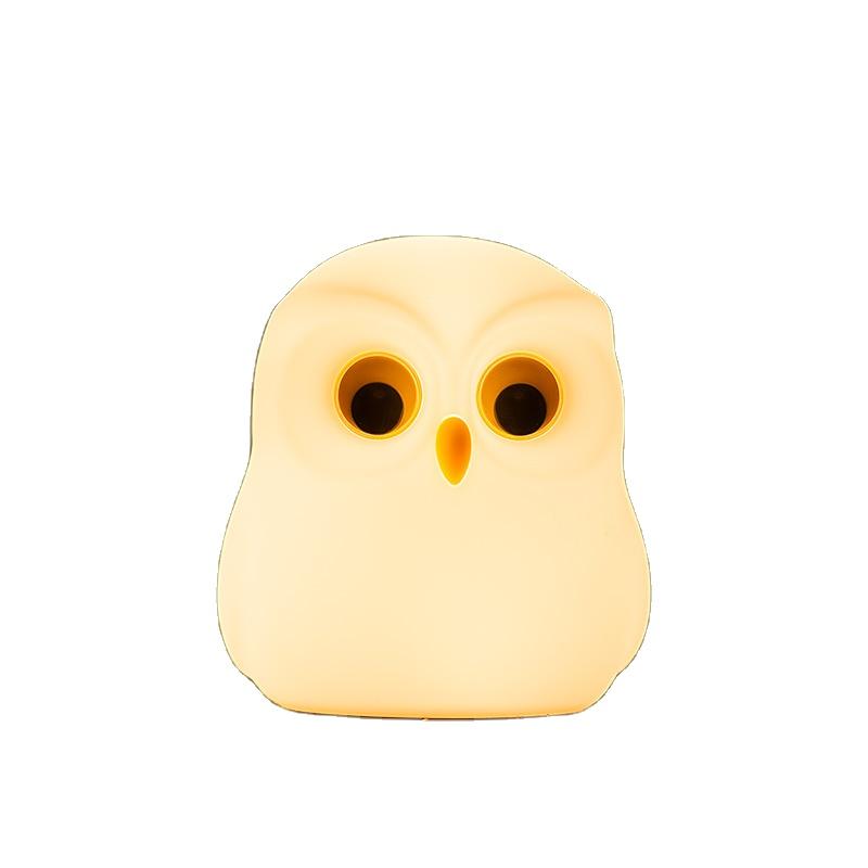 Portable USB Rechargeable Modern LED Night Light Cute Owl Acrylic Design Warm White RGB Sensor Control Touch Mode Changeable