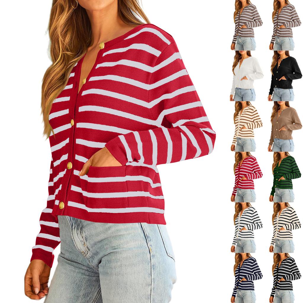 Women's Lightweight Open Front Long Sleeve Casual Button Down V-Neck Cardigan Sweater