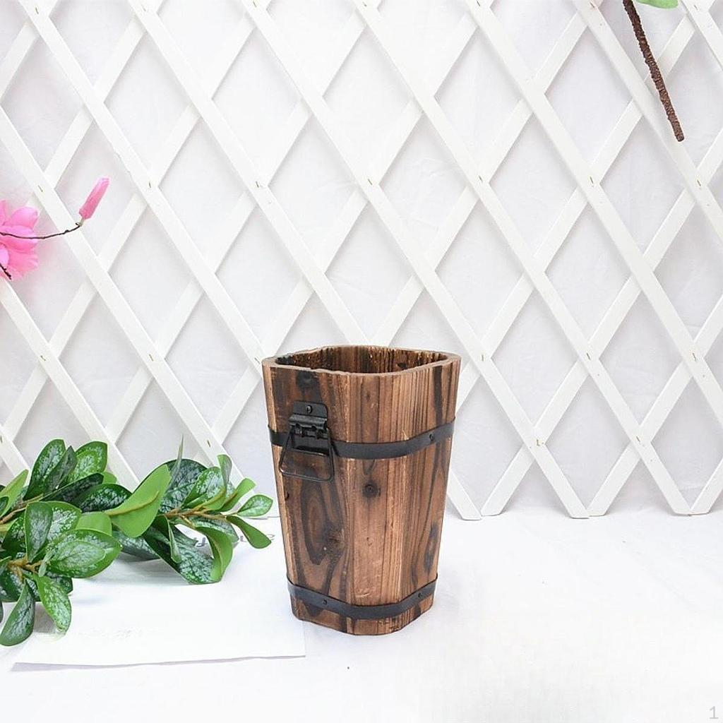 Wooden Barrel Planter Flower Pot Birthday Gift Plant Container Rustic for Indoor and Outdoor Patio