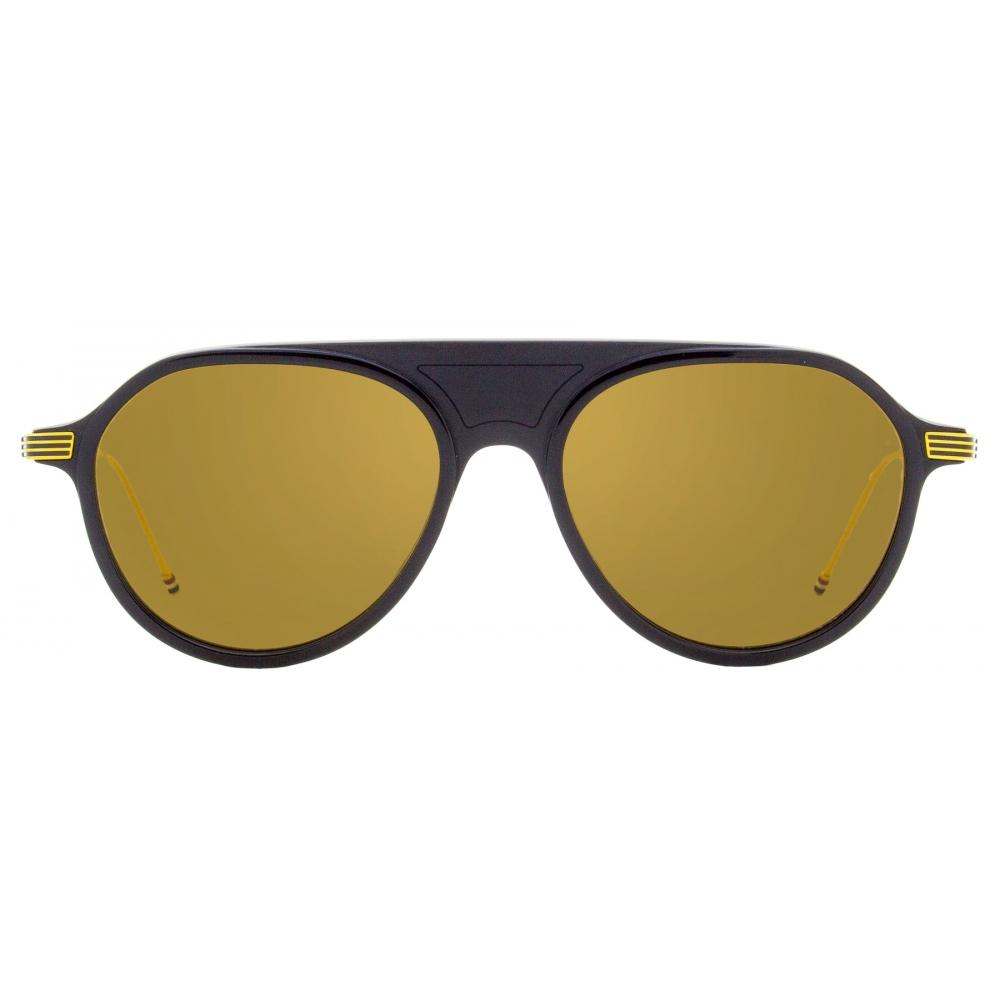 Thom Browne Unisex Pilot Sunglasses Tb809 Cnvygld Navy Gold 55mm Cnvygld