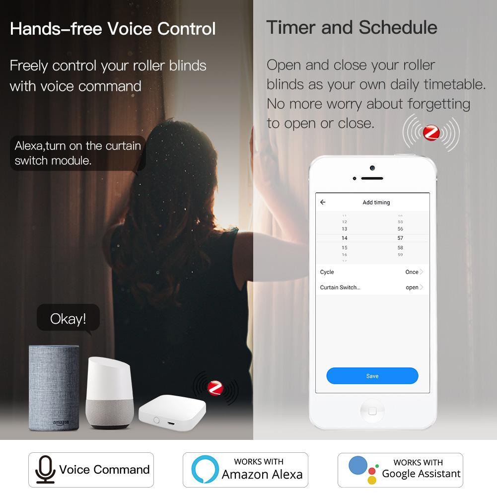 MOES ZIGBEE RF433 Mini Hidden DIY Smart Blinds Shutters Curtain Switch Module