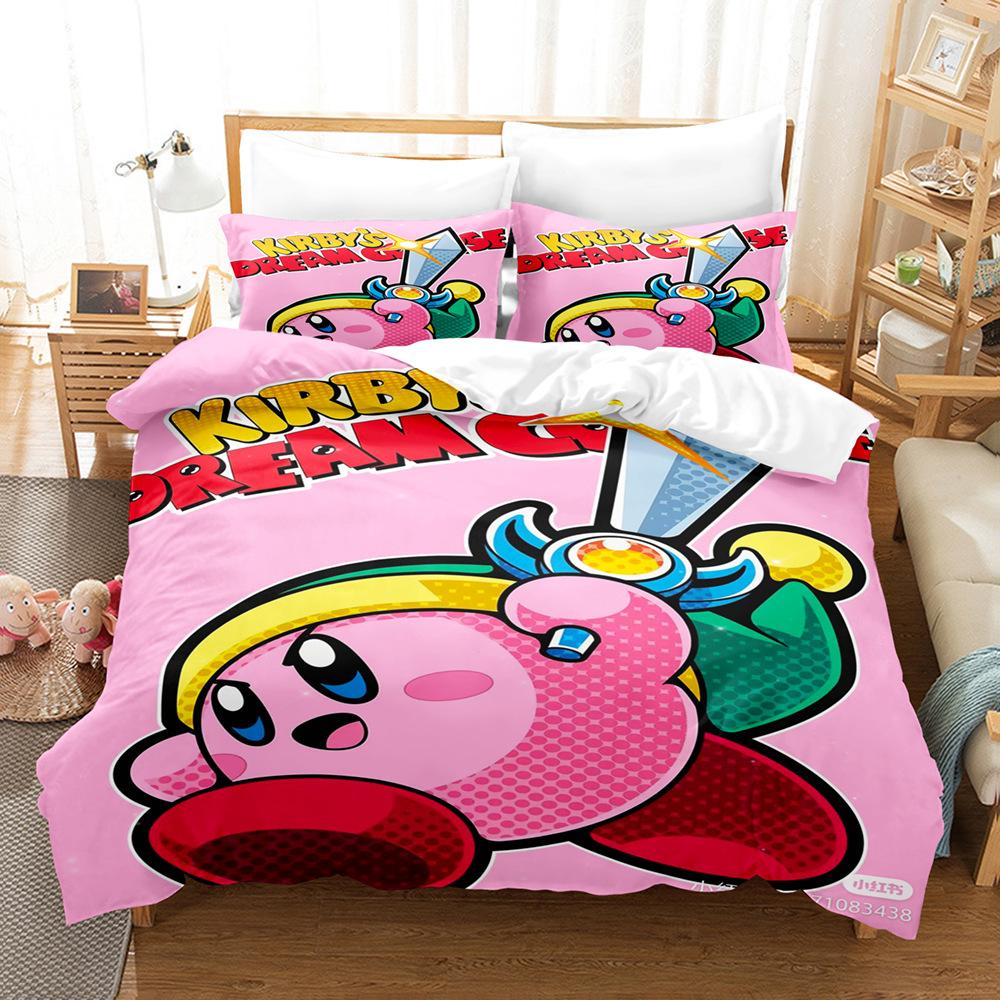 Звезда Кирби 3D Цифровая Печать Пододеяльник Простыня Комплект из Трех Предметов Домашний Текстиль Постельное Белье