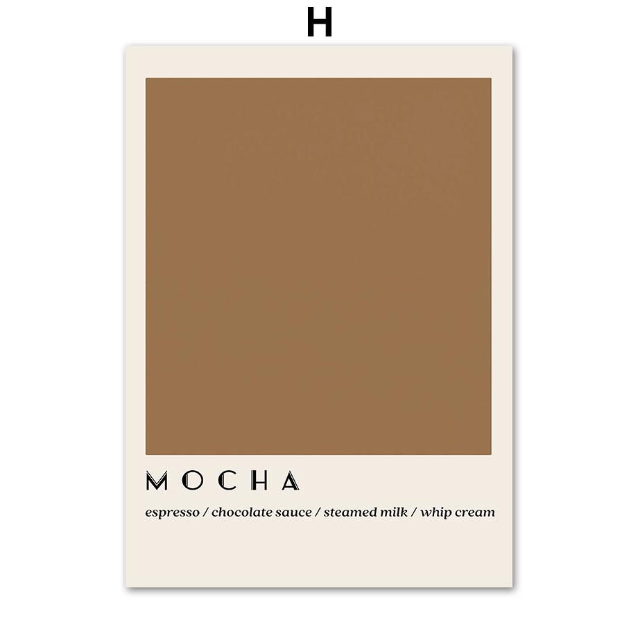 Абстрактная линия кофе Определение Coffea Arabica Wall Art Холст Картины Плакаты и принты Настенные картины Кафе-бар Кухонный декор