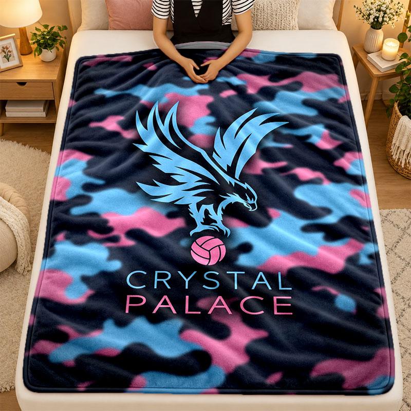 Flannel BlanketCrystal Palace Football Warm Soft Throw Blanket for Indoor Sofa Bed Living Room Use