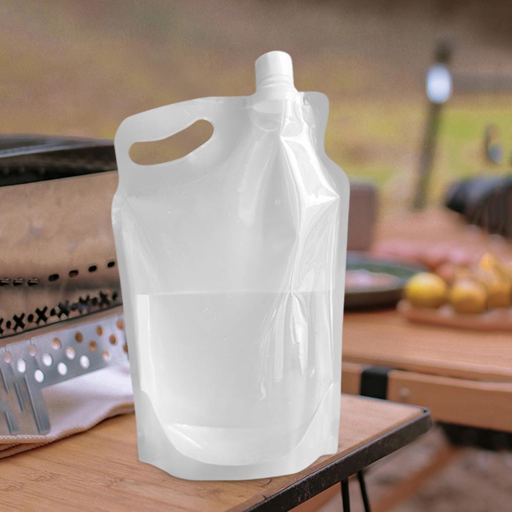 2L Foldable Drinking Water Bag Portable Folding Water Bucket Small Mouth Handle No Leakage for Camping Hiking Cycling