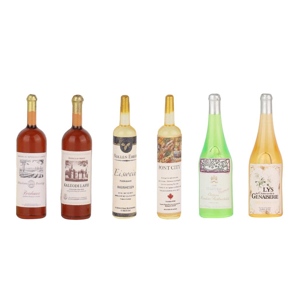 1:12 Dollhouse Plastic Wine Bottles Model Miniature Bar Drink Decoration Accessory6pcs