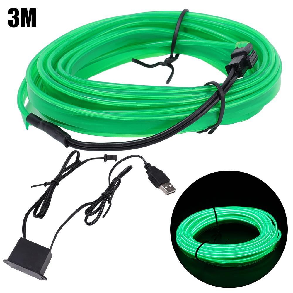Полоска окружающего света для салона автомобиля, оптоволоконная атмосфера, неоновые светодиодные фонари, USB-вечеринка, декоративные лампы, полоска, авто, DIY, окружающий свет