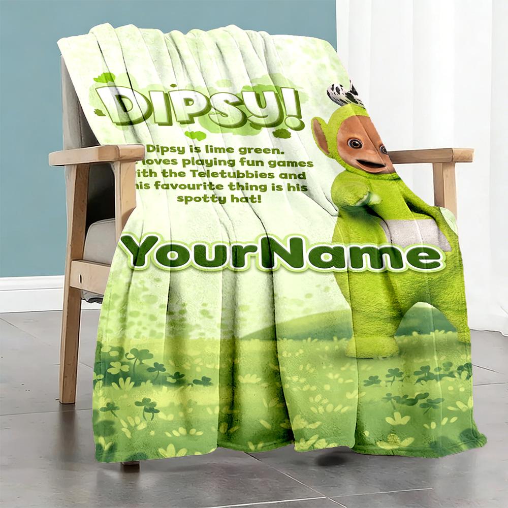 Teletubbies Customize Text Blanket Throw Personalized Blanket Warmthful Decor Great for Home Decor Chair Office Chair Living Room