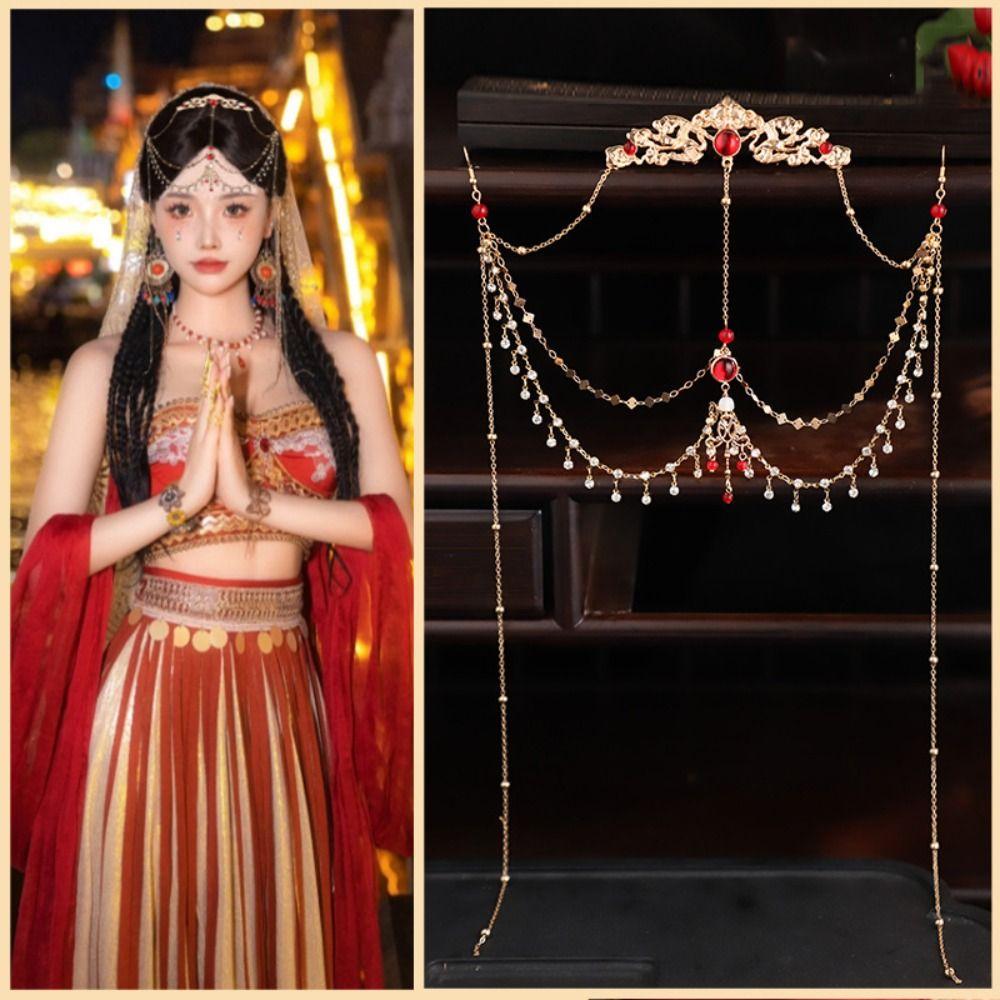 Корона Стразы Головная Цепочка Кисточка Свадебная Повязка на Голову Фея Цепочка на Лоб Ханфу Аксессуары для Волос