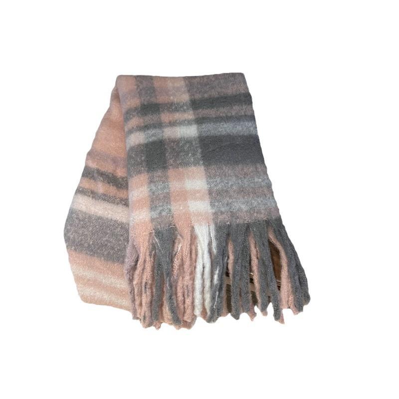 Mohair plaid scarf women's winter Korean version versatile new shawl dual-purpose thickened warm scarf tide