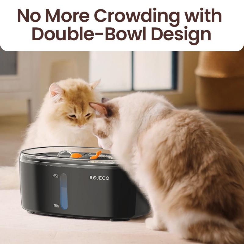 ROJECO Automatic Cat Water Fountain 2.5L Water Dispenser For Multiple Pets Smart Fountain Drinker For Pet Cat Kitten Dual Bowls