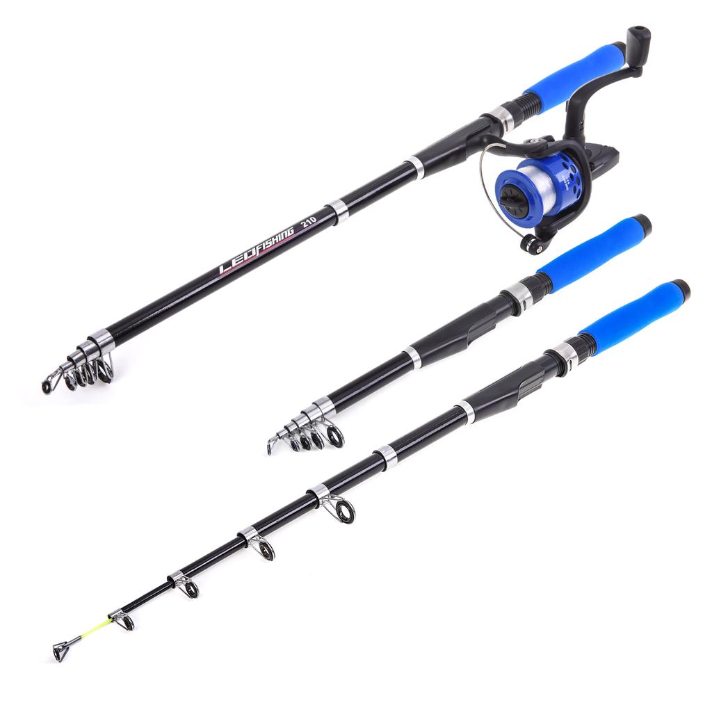 Fishing Reel Rod Combo Telescopic Fishing Rod and Spinning Reel Set Baits Hooks Fishing Bag Kit