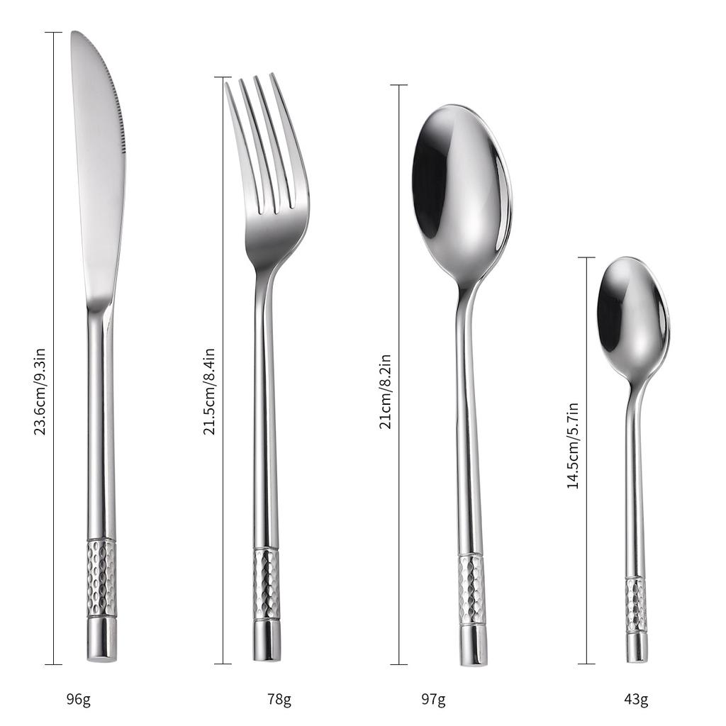 430 нержавеющая сталь утолщенный молотковый наконечник круглая ручка столовые приборы набор из 4 предметов западная кухня нож для стейка вилка ложка YSH-5-4PS