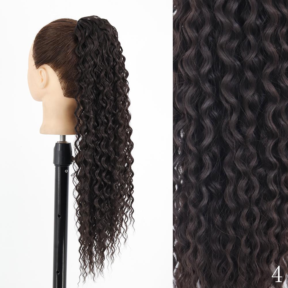 XINRAN Long Curly Clip In Ponytail Hair Extensions Natural Synthetic Blonde Drawstring Pony Tail Hairpieces for Afro Women