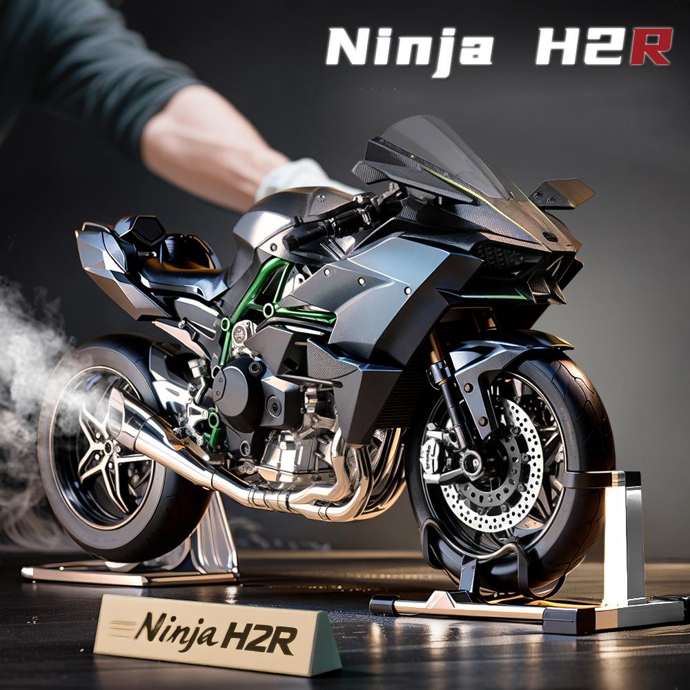 1/9 Kawasaki H2R Ninja с распыленным сплавом Модель мотоцикла Игрушка Коллекция транспортных средств Звук и свет Внедорожный мотоцикл Игрушки Машина