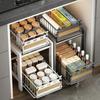 Kitchen Sink Storage Rack Seasoning Dishes Pull-out Basket Sink Storage Cabinet Basket Household Sundries Layered Storage Holder
