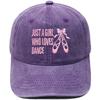 Bow dance shoes letter embroidery baseball cap washed retro dad hat men's and women's casual versatile sun hat
