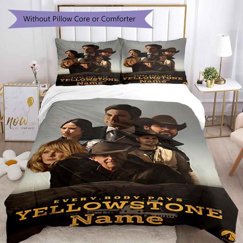 3pcs Custom Name Yellowstone Bedding Set Duvet Cover Closure Includes 1 Duvet Cover & 2 Pillowcases, Soft and Comfortable for All Seasons.