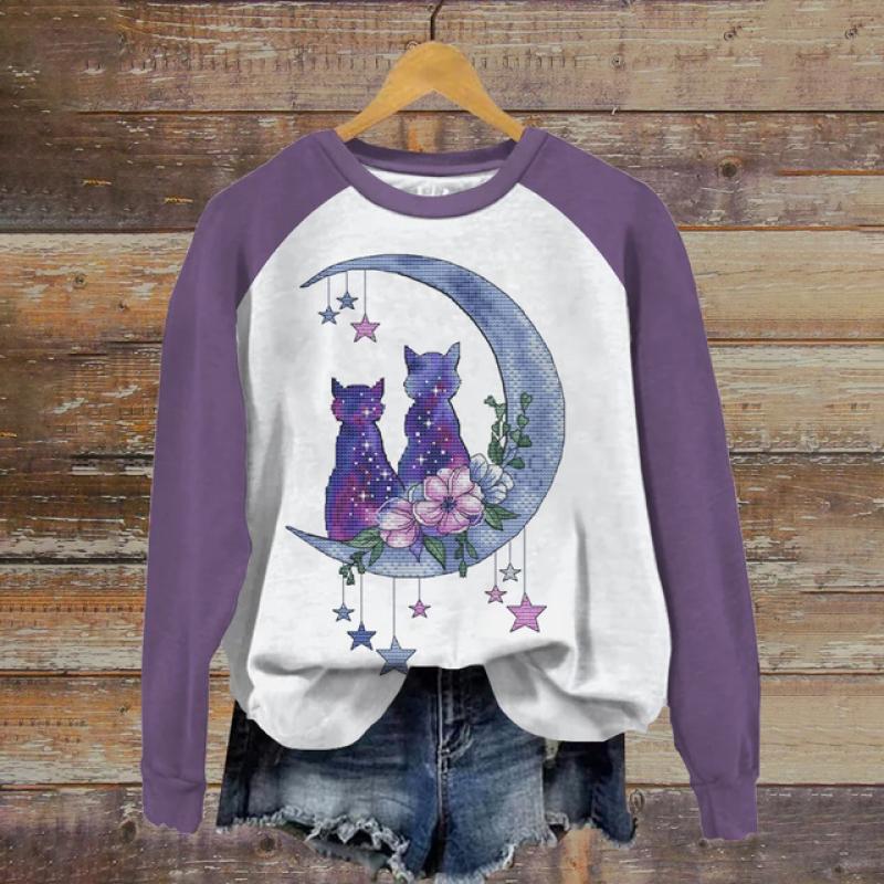 Женские топы с круглым вырезом, забавный милый кот, Повседневная толстовка с принтом Kawaii, пуловер с рисунком животных, женская одежда