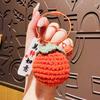 Handmade Crocheted Persimmon Keychain, "Good Things Happen" Lucky Charm,Lucky Persimmon Peanut Keyring, Hand-Knitted Fruit Pendant with Wish Tag