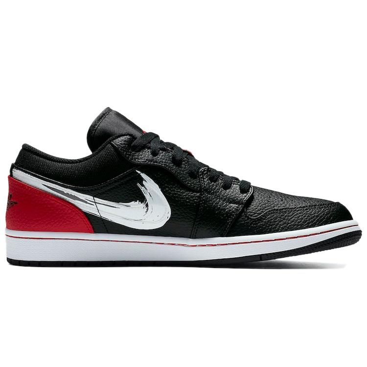 Air Jordan 1 Low 'Brushstroke Swoosh - Black Red' Men's DA4659-001