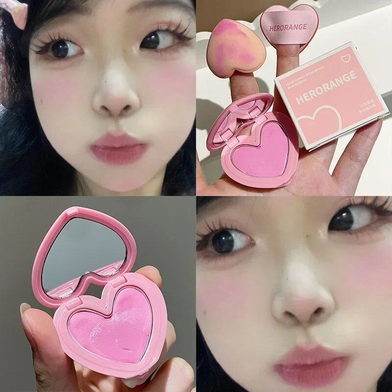 Румяна в форме сердца Love, кремовые, монохромные, с гладким оттенком щек, грязевые румяна, палитра натуральных матовых розовых, фиолетовых, оранжевых румян для лица