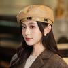 Temperament High Sense Leather Beret Autumn and Winter Hat Women's Metal Buckle Fashion Versatile Painter Hat