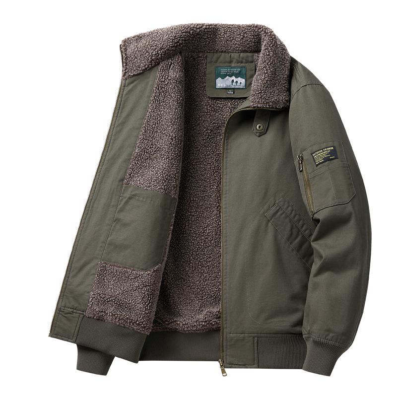 Мужская зимняя пилотская куртка высокого класса с натуральной овчиной и бархатом