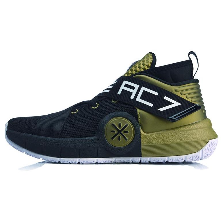 Li Ning All City 7 Wade Series удобные спортивные нескользящие легкие баскетбольные кроссовки средней высоты мужские кроссовки черные золотые ABAP105-1
