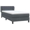 Box Spring Bed with Mattress Dark Gray 80 x 220 cm Velvet